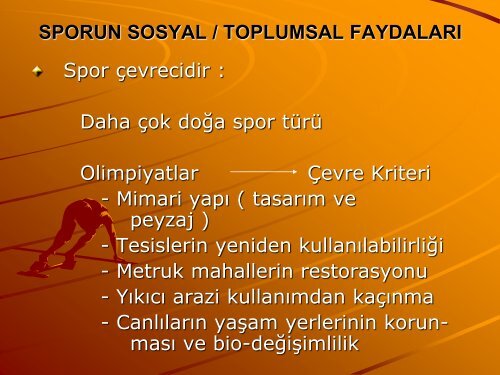 sporun sosyal ve ekonomik faydaları