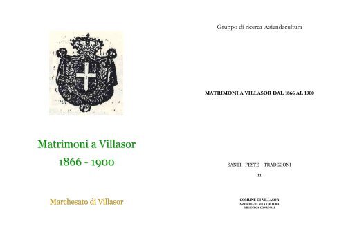 Matrimoni a Villasor 1866 - 1900 - Comune di Villasor