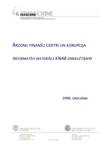 Ārzonu finanšu centri un korupcija: informatīvs materiāls KNAB