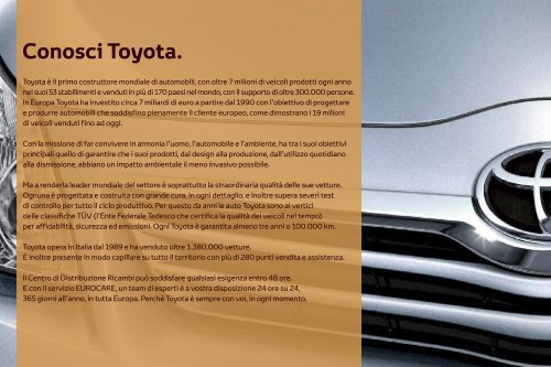 Caratteristiche tecniche - Concessionaria Toyota Auto Moretto