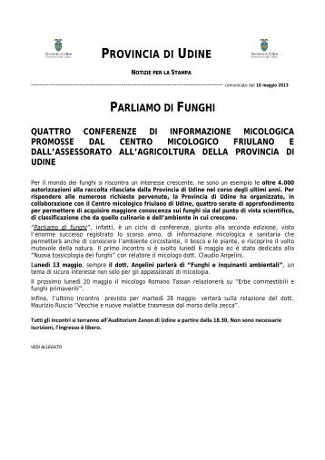 serate funghi 2013.pdf - Provincia di Udine