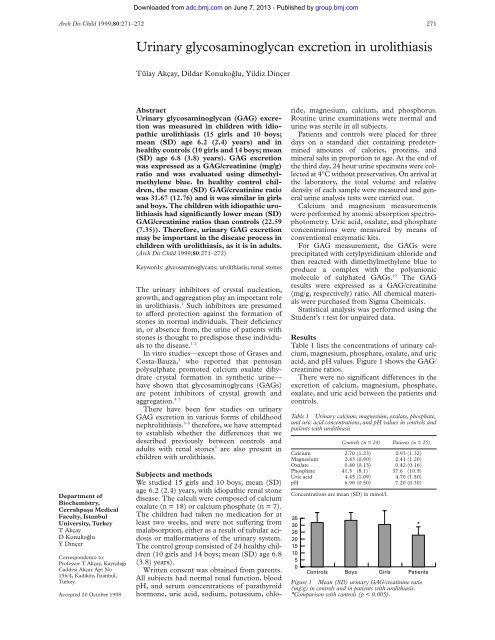 Urinary glycosaminoglycan excretion in urolithiasis - Archives of ...