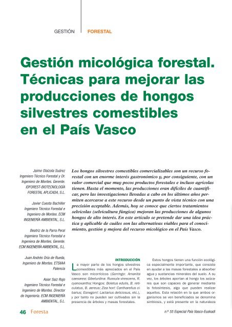 Gestión micológica forestal. Técnicas para mejorar las producciones ...