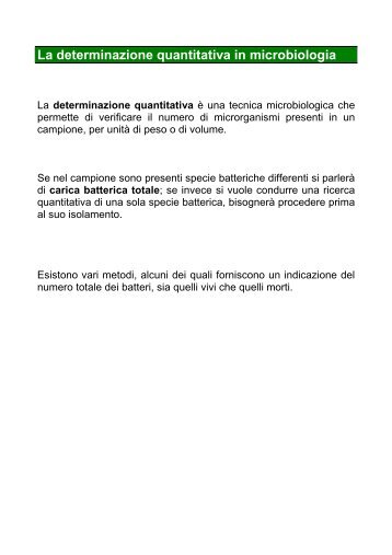 La determinazione quantitativa in microbiologia - Scienze a scuola