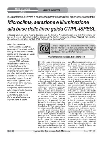 Microclima, aerazione e illuminazione alla base ... - Gruppo 24 Ore