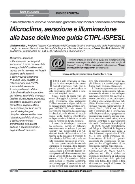 Microclima, aerazione e illuminazione alla base ... - Gruppo 24 Ore