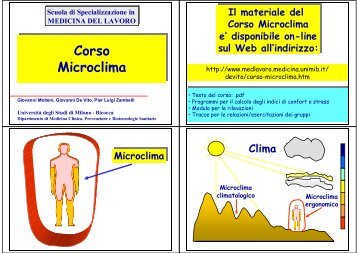 Corso Microclima - Medlavoro.medicina.unimib.it - Università degli ...