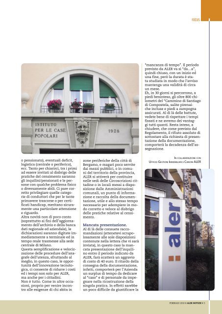 Periodico dell'ALER di Bergamo – Anno 6 Numero 16