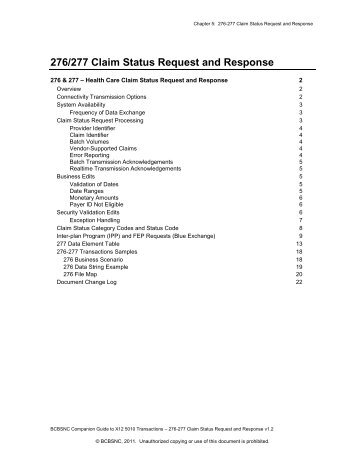 276-277 Claim Status Request and Response - Blue Cross and ...