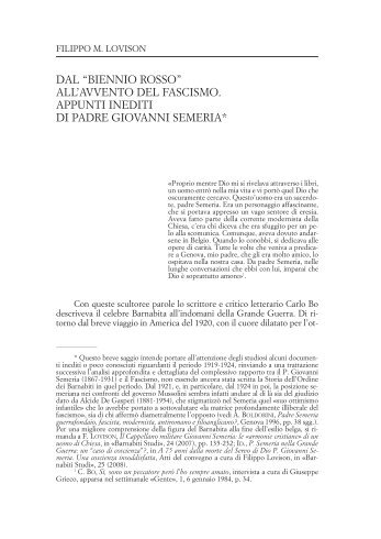 dal “biennio rosso” - Centro Studi Storici dei PP. Barnabiti - Index