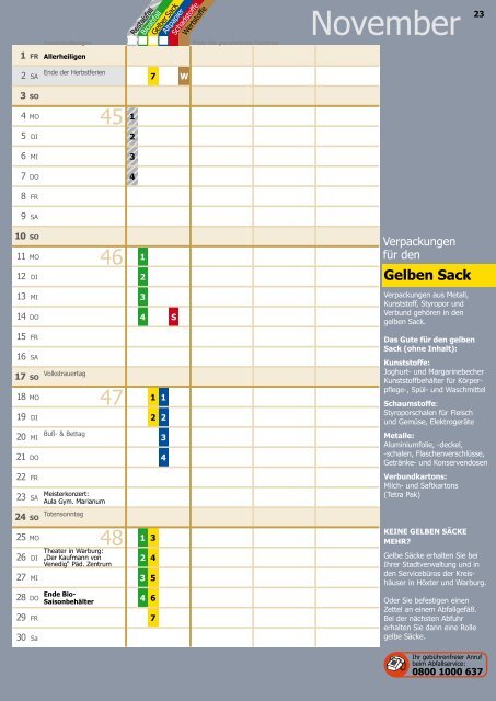 Abfallkalender Hansestadt Warburg 2013; Stand 30-11-12 - Ossendorf