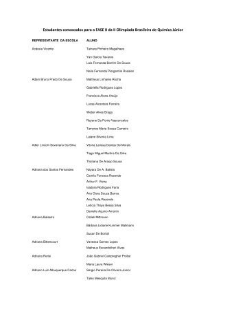 Estudantes convocados para a FASE II da II Olimpíada Brasileira de ...