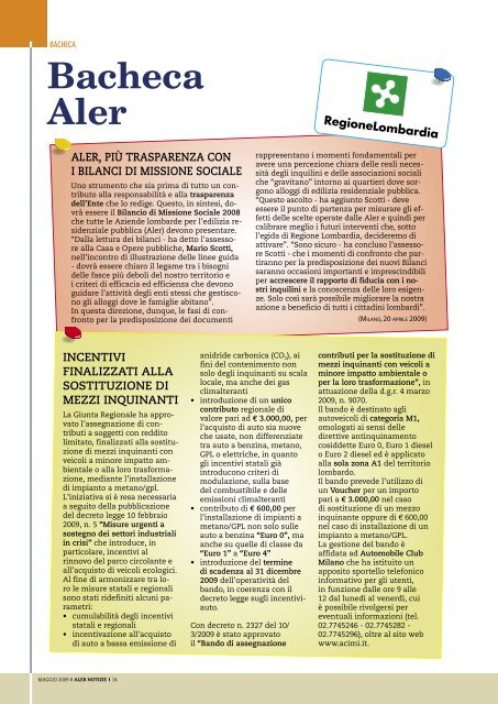 Periodico dell'ALER di Bergamo – Anno 5 Numero 13