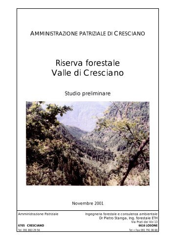 Riserva forestale Valle di Cresciano - comune di cresciano