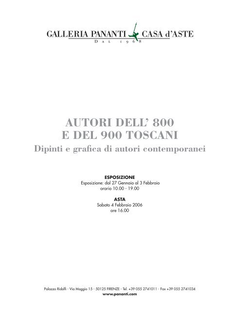 AUTORI DELL' 800 E DEL 900 TOSCANI - Galleria Pananti