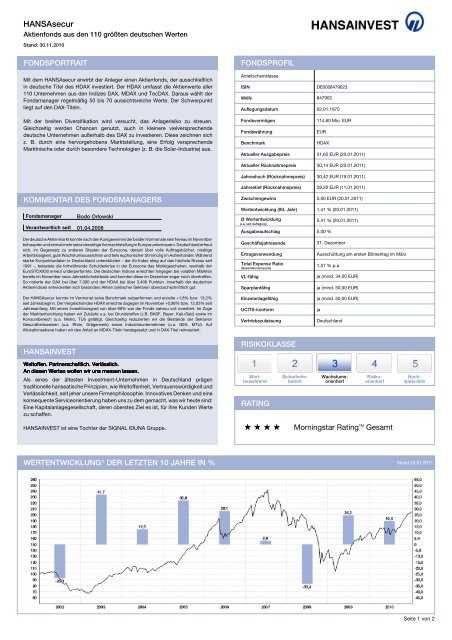 Fondsportrait HANSAsecur (219 kB) - Vdk-online.de