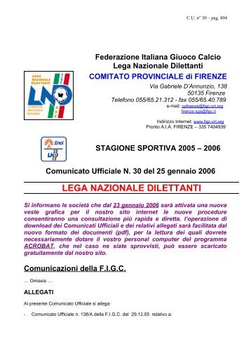 LEGA NAZIONALE DILETTANTI - Figc - Comitato Regionale Toscana