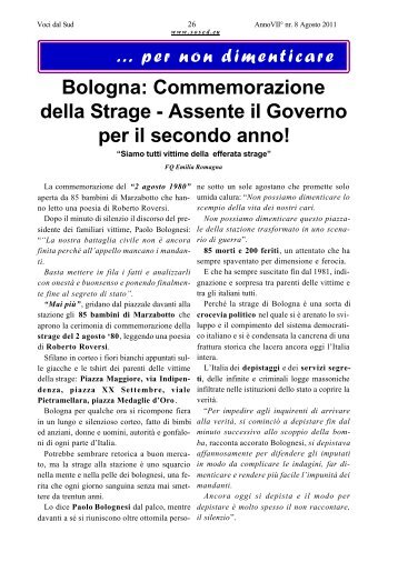 Bologna: Commemorazione della Strage - Assente il Governo per il ...