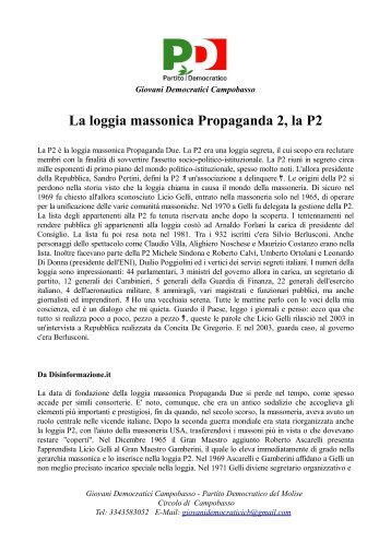 Dossier sulla loggia massonica Propaganda 2 - Giovani Democratici ...