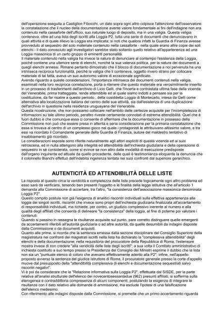 Relazione Anselmi - La Privata Repubblica