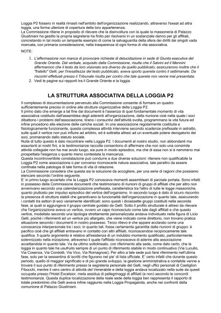 Relazione Anselmi - La Privata Repubblica