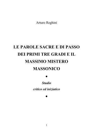 LE PAROLE SACRE E DI PASSO DEI PRIMI TRE ... - La Melagrana