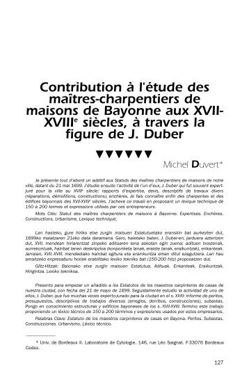 Contribution à l'étude des maîtres-charpentiers de maisons de ...