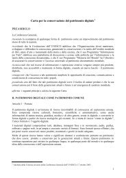 Carta per la conservazione del patrimonio digitale ... - ICCU