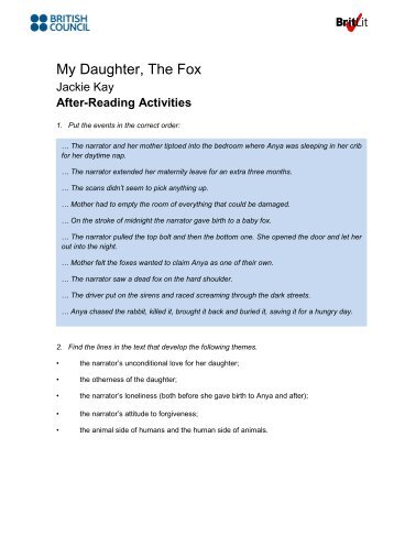 My Daughter, The Fox - after-reading activities.pdf - TeachingEnglish