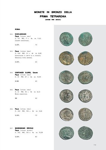 monete in bronzo della prima tetrarchia - Numismaticanegrini.It