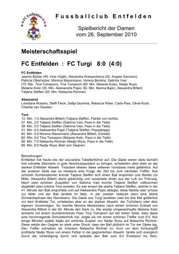 Meisterschaftsspiel FC Entfelden : FC Turgi