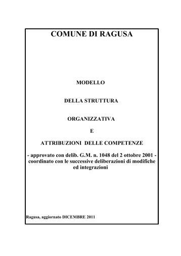 SCHEMA ORGANIZZATIVO E COMPETENZE - Comune di Ragusa