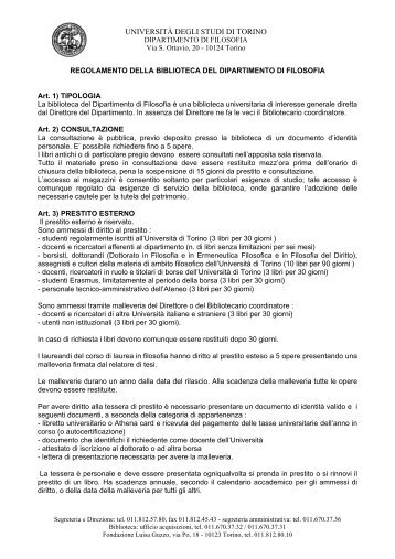 Regolamento - Università degli Studi di Torino