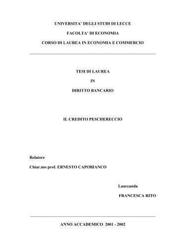 Il credito peschereccio - UniCredit Credit Management Bank