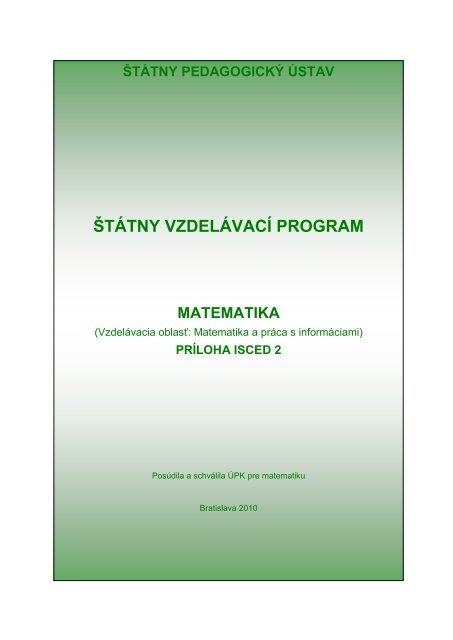 ISCED2 - Matematika - Štátny pedagogický ústav