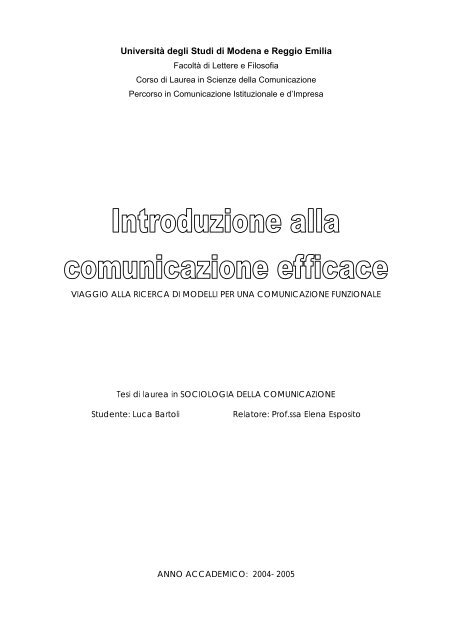 Introduzione alla Com unicazione efficace - Copywriter, Luca Bartoli
