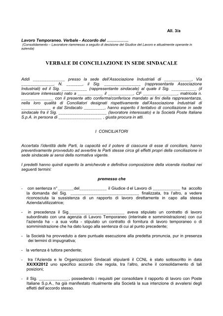 Verbale di conciliazione UIR lavoratori temporanei. - UGL ...