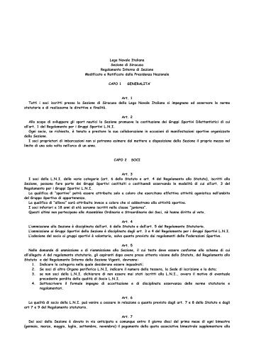 Lega Navale Italiana Sezione di Siracusa Regolamento Interno di ...