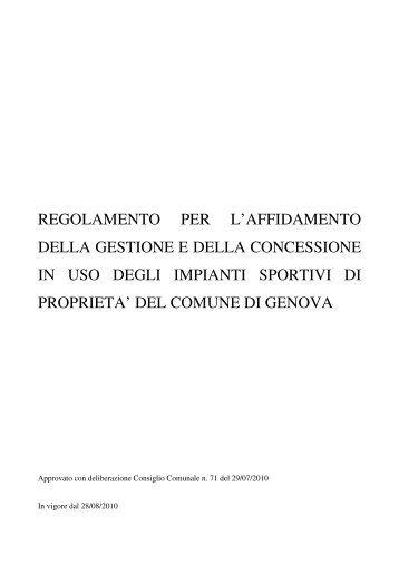 regolamento per l'affidamento della gestione e della concessione in ...