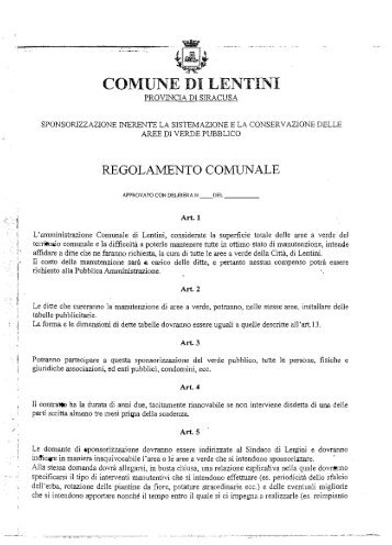 Regolamento comunale - Comune di Lentini