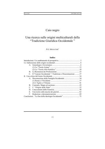 Caio negro Una ricerca sulle origini multiculturali della “Tradizione ...