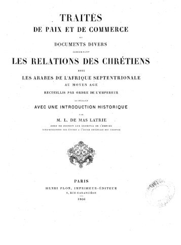 Traités de paix et de commerce et documents divers ... - Berbère