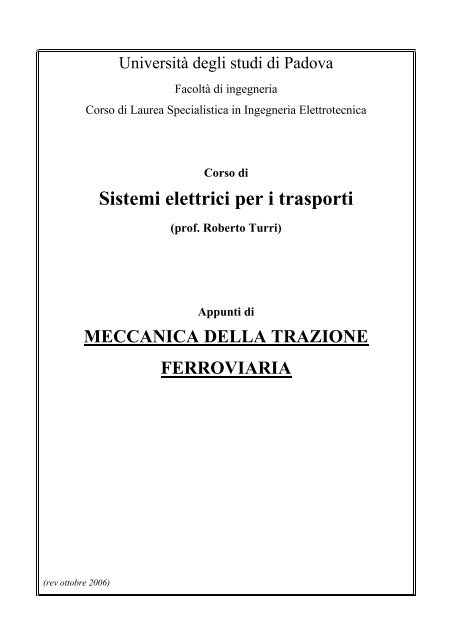 Sistemi elettrici per i trasporti - Università di Padova - Università ...