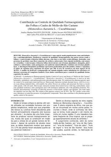 Contribuição ao Controle de Qualidade Farmacognóstico das ...