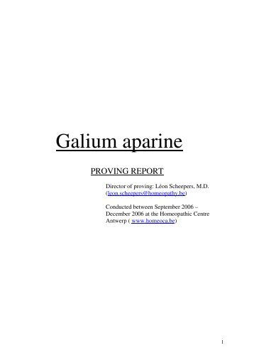 proving galium aparine Scheepers - Provings.info
