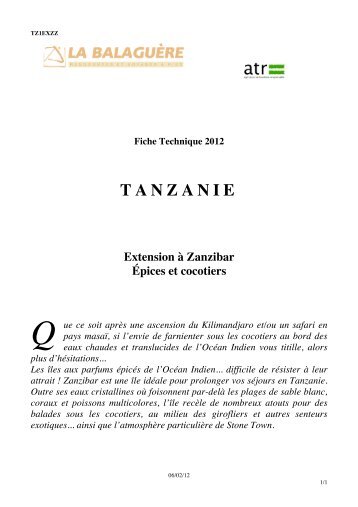 TANZANIE - La Balaguère