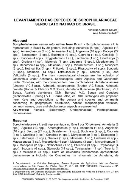 LEVANTAMENTO DAS ESPÉCIES DE SCROPHULARIACEAE ...