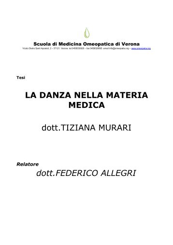 La danza nella materia medica - Omeopatia