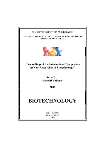 BIOTECHNOLOGY - Facultatea de Biotehnologii