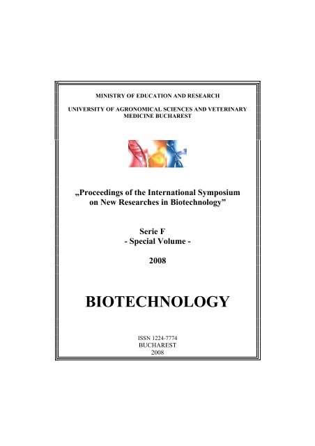 BIOTECHNOLOGY - Facultatea de Biotehnologii